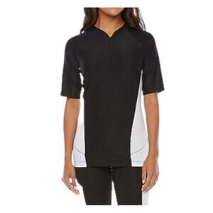 $5 SALE MUST GO Xersion Mock Neck Short Sleeve Cycling Top L Black White NWT